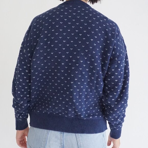 Vintage Northern Reflections Navy Cabin Winter Scene Knit Cardigan Sweater S - Picture 2 of 10